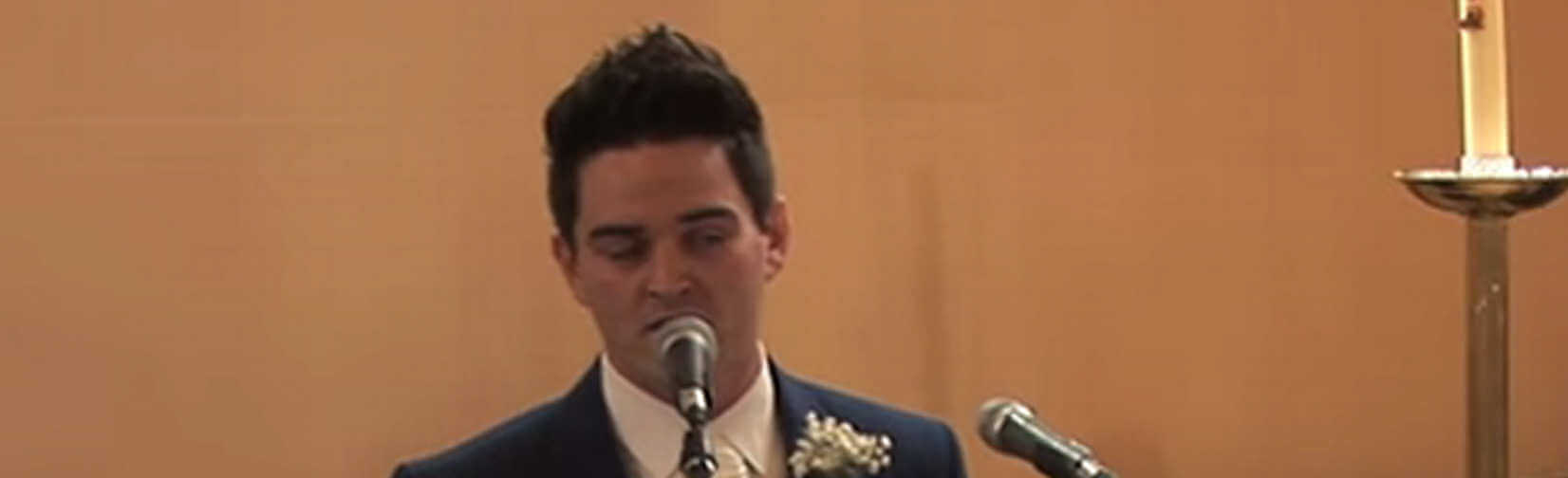 Dean Conaghan broke into song as his beautiful bride sat and watched him in awe