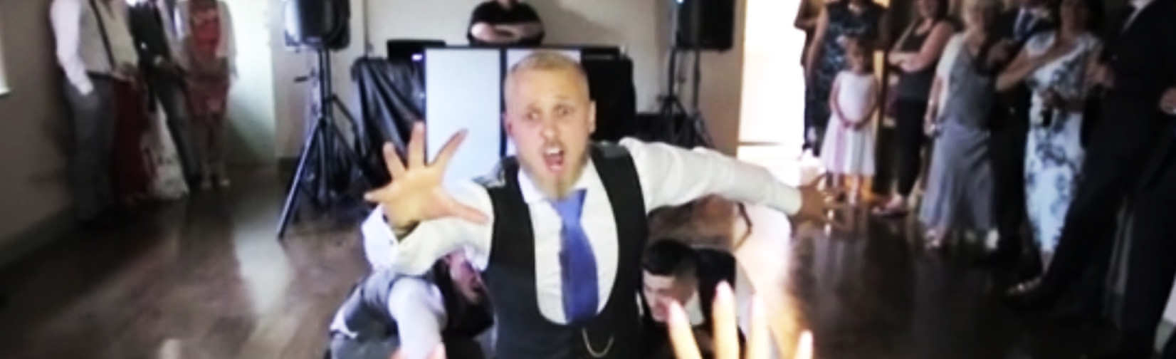 Bride had no idea what was going on the Groomsmen led her to a seat.