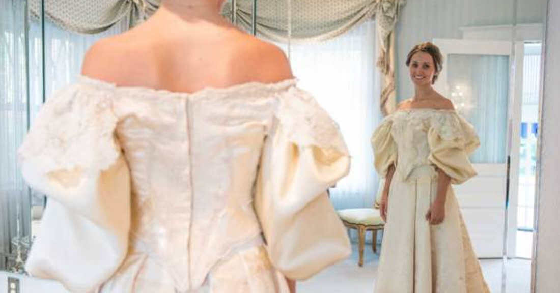 Abigail couldnâ€™t be happier with her second hand wedding dress