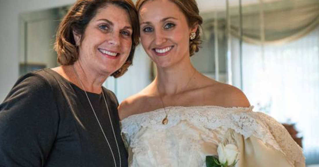 Abigail with her mother, Leslie, who wore the second hand wedding dress for her wedding