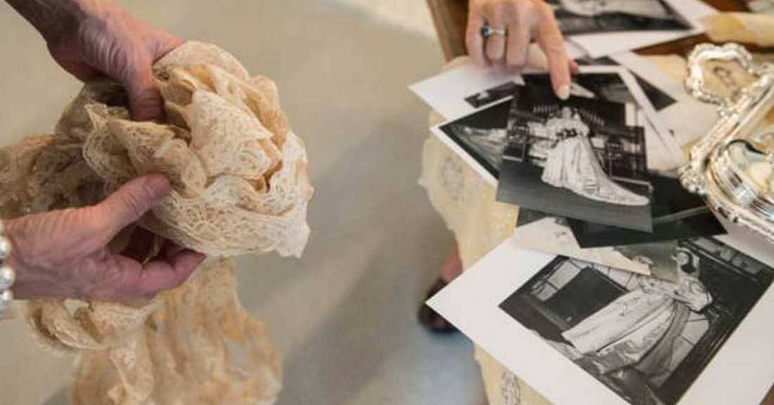 Deborah Lopresti studied old photographs to restore the second hand wedding dress