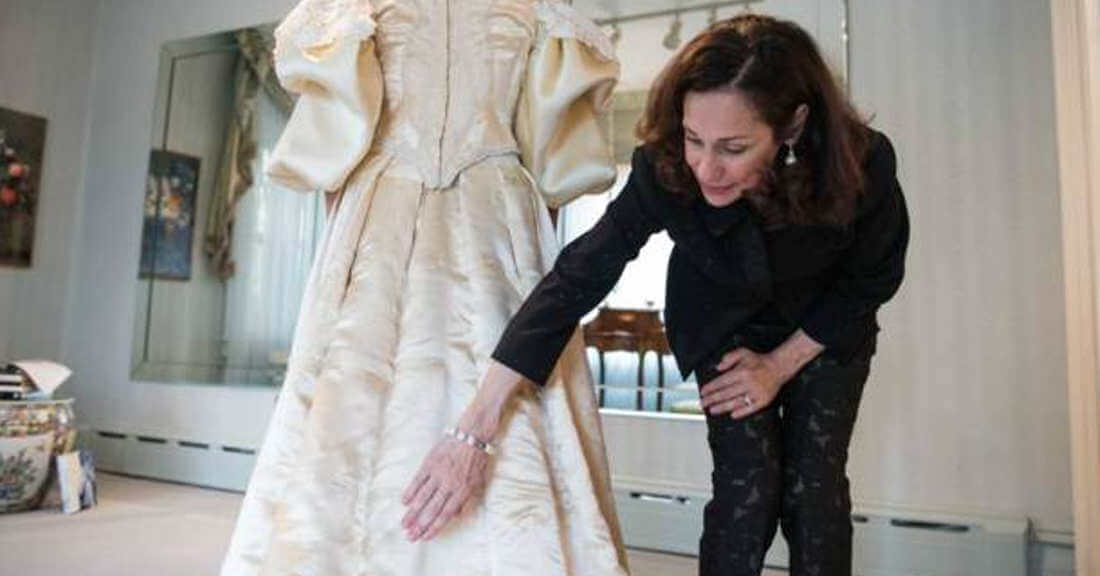 second hand wedding dress finishing touches by Deborah Lopresti