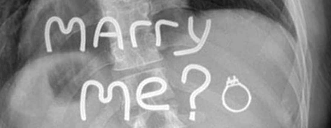 he went to the medical clinic to Propose to a Nurse; his partner, worked to get his back X-Rayed and DID THIS